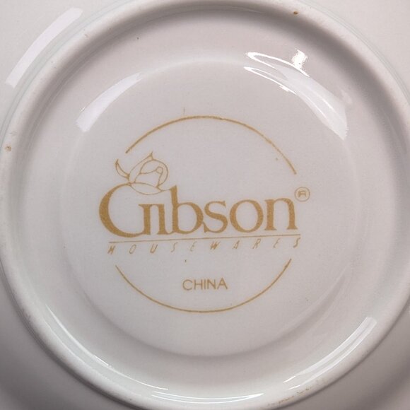 Gibson Designs Victorian Rose Replacement 3 Soup Bowls Gold Trim and 2 Saucers - Picture 13 of 13